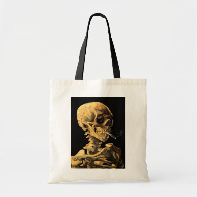 Bolsa Tote Vincent van Gogh - crânio com cigarro ardente (Frente)