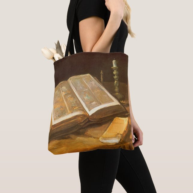 Bolsa Tote Vincent van Gogh - Natureza-morta com Bíblia (Close Up)