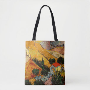 Bolsa Tote Vincent van Gogh - Paisagem, Casa e Plowman