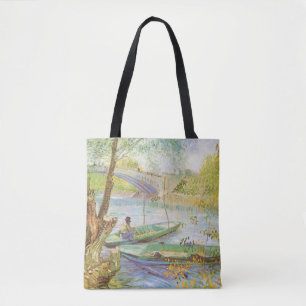 Bolsa Tote Vincent van Gogh Pescando na Primavera, Pont de Cl