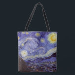 Bolsa Tote Vincent Van Gogh Starry Night Vintage Fine Art<br><div class="desc">Vincent van Gogh Starry Night Fine Art Painting Starry Night Starry Night é uma pintura do artista poste-impressionista holandês Vincent van Gogh. O céu azul à noite está cheio de nuvens, estrelas e uma lua crescente brilhante. A Noite Estrelada é a única noturna na série de visões da janela do...</div>