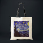 Bolsa Tote Vincent Van Gogh Starry Night Vintage Fine Art<br><div class="desc">Vincent van Gogh Starry Night Fine Art Painting Starry Night Starry Night é uma pintura do artista poste-impressionista holandês Vincent van Gogh. O céu azul à noite está cheio de nuvens, estrelas e uma lua crescente brilhante. A Noite Estrelada é a única noturna na série de visões da janela do...</div>