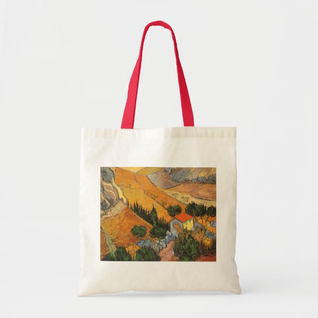 Bolsa Tote Vincent van Gogh - Vale com Camponês a Lavrar (Frente)