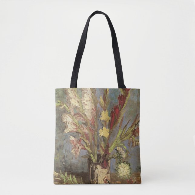 Bolsa Tote Vincent van Gogh - Vaso de Vida Estática com Gladi (Frente)