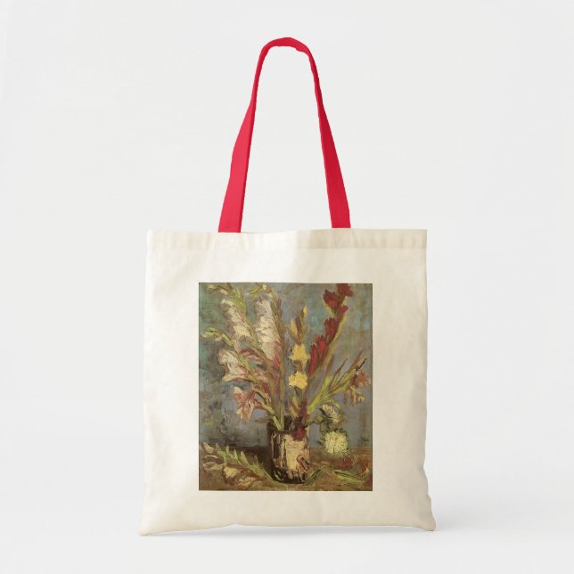 Bolsa Tote Vincent van Gogh - Vaso de Vida Estática com Gladi (Frente)