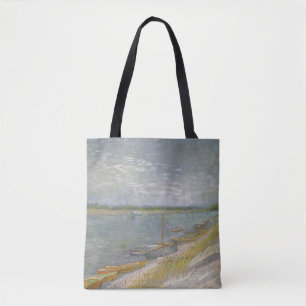 Bolsa Tote Vincent van Gogh - Vista de um Rio com Barcos a Re
