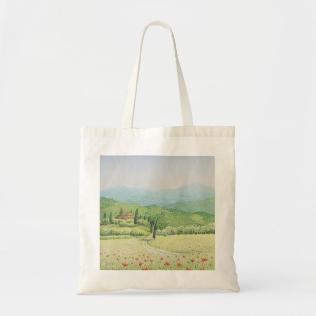 Bolsa Tote Vinhedos de Tuscan, Italia na sacola Pastel (Frente)