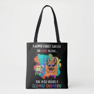 Bolsa Tote Vinho Sozinha Ela Também Precisa De Um German shep