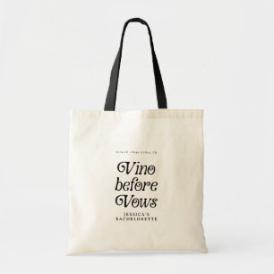 Bolsa Tote Vino Antes das Vows   Bachelorette retrô mínimo