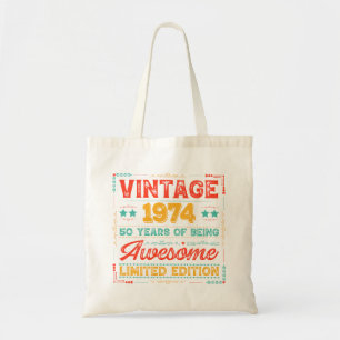 Bolsa Tote Vintage 1974 feita em 1974 50º Aniversário 50 Anos