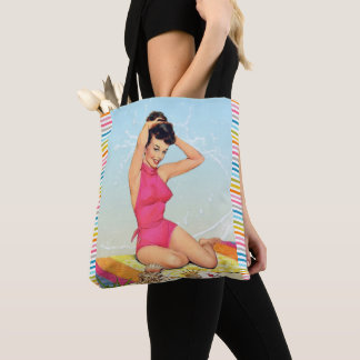 Bolsa Tote Vintage 50 Beach Pin Up Model Art