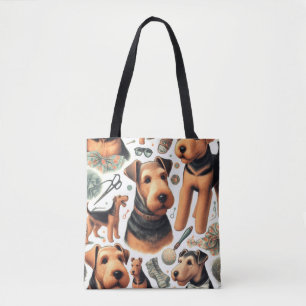 Bolsa Tote Vintage Airedale Terrier sem costura