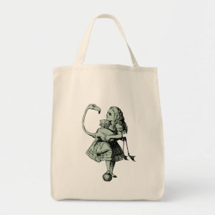 Bolsa Tote Vintage Alice & Flamingo em Wonderland