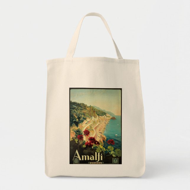 Bolsa Tote Vintage Amalfi Viagem Advertisement (Frente)