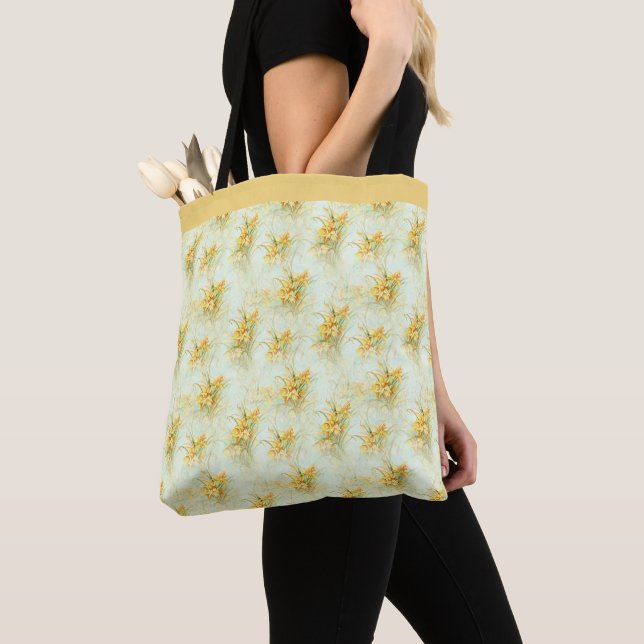 Bolsa Tote Vintage Amarelo Daffodil Flor (Close Up)