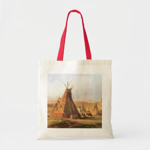 Bolsa Tote Vintage American West, Teepees on Plain por Bodmer