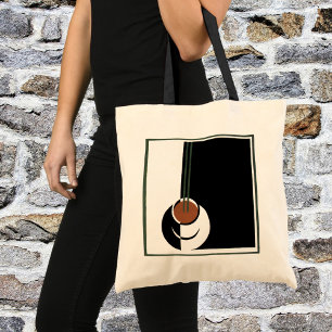 Bolsa Tote Vintage Art Deco, Copo de Café com Vapor