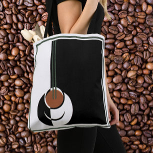 Bolsa Tote Vintage Art Deco, Copo de Café com Vapor