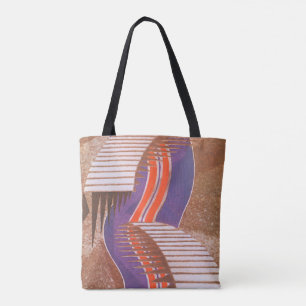 Bolsa Tote Vintage Art Deco Jazz Pochoir Stair Step Patterno