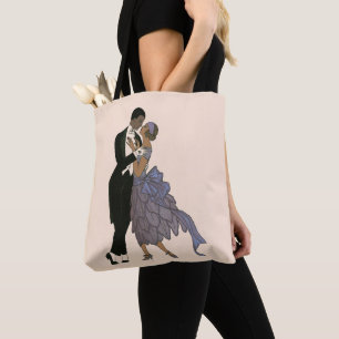 Bolsa Tote Vintage Art Deco Newlyweds, Bride e Groom Dance