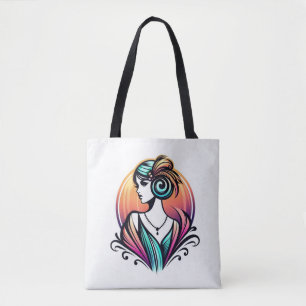 Bolsa Tote Vintage Art Deco Siren: Elegância Flapper Vibrante