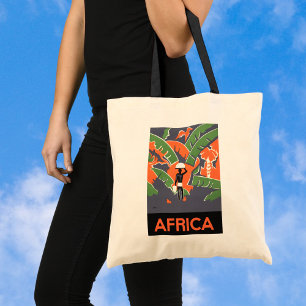 Bolsa Tote Vintage Art Deco Viagem, Nativo na Selva Africana