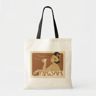 Bolsa Tote Vintage Art Nouveau Cafe Rajah, Lady com Café