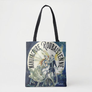 Bolsa Tote Vintage Art Nouveau Fairies, Pierrot Bicycle Moon