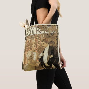 Bolsa Tote Vintage Art Nouveau Love Romance, Flirt de Mucha