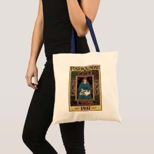 Bolsa Tote Vintage Art Nouveau, Mulher Lendo Livro de Astrolo