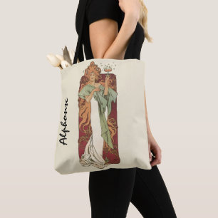 Bolsa Tote Vintage Art Nouveau por Mucha, Partido do Champanh