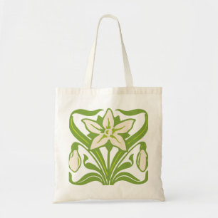 Bolsa Tote Vintage Art Nouveau snowdrop floral wallpaper