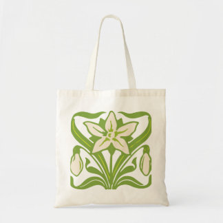 Bolsa Tote Vintage Art Nouveau snowdrop floral wallpaper