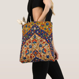 Bolsa Tote Vintage - Arte Floral Persa Colorida