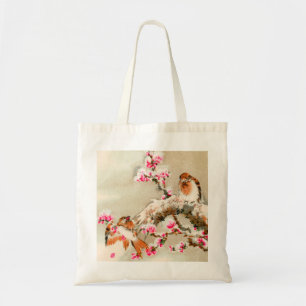 Bolsa Tote Vintage aves japonesas em um galho