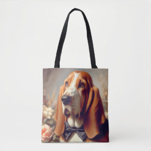 Bolsa Tote Vintage Basset Hound Painting