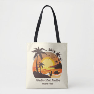 Bolsa Tote Vintage Beach Sunset Vacset surf laranja castanho