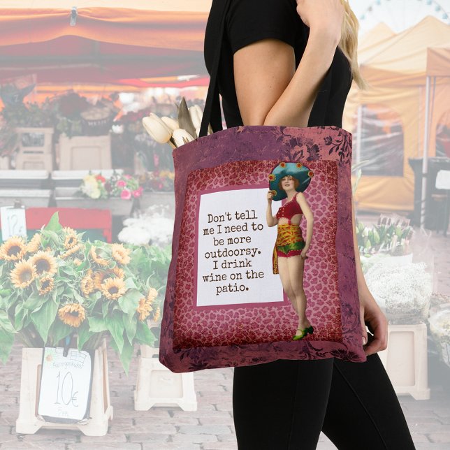 Bolsa Tote Vintage Beauties Bebendo Wine Engraçado (Criador carregado)