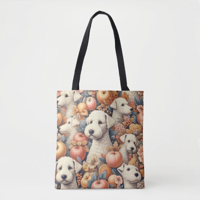 Bolsa Tote Vintage Bedlington Terrier Seamless (Frente)