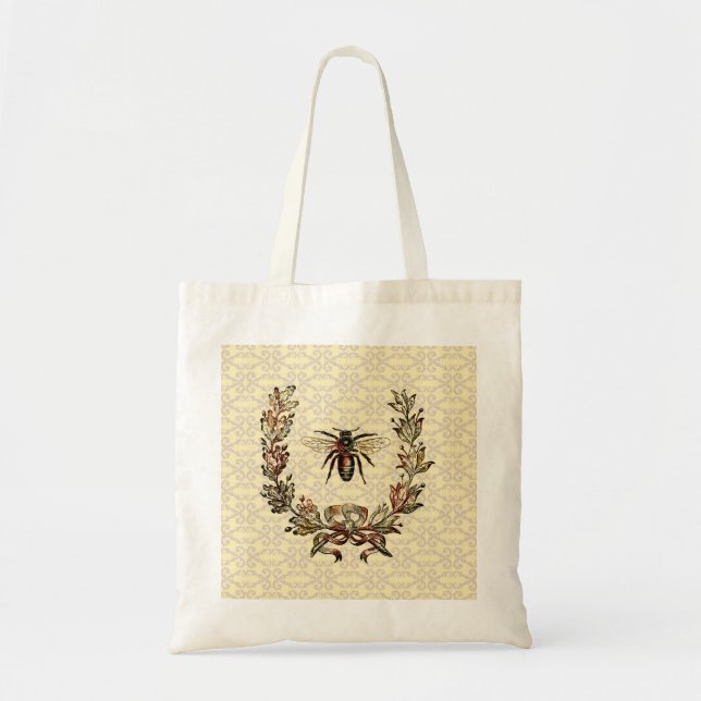 Bolsa Tote Vintage Bee Wreath (Frente)