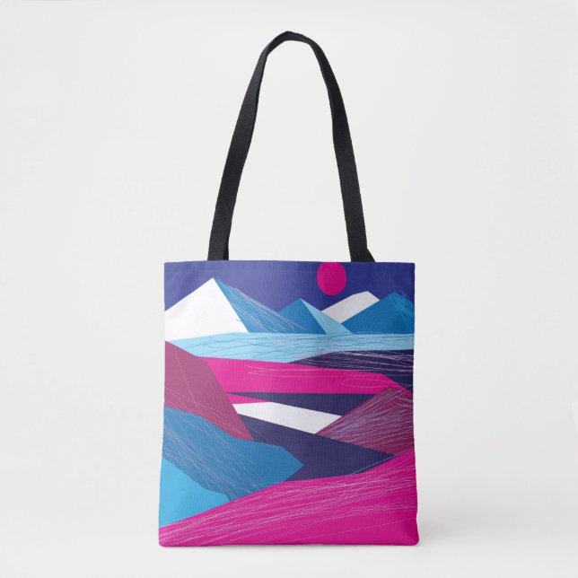 Bolsa Tote Vintage belas montanhas e paisagem com (Frente)