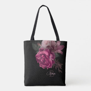 Bolsa Tote Vintage Black Pink Black Name Monograma