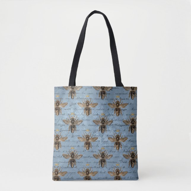 Bolsa Tote Vintage Blue Honey Bee (Frente)