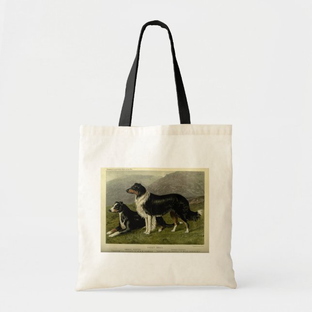 Bolsa Tote Vintage border collie (Frente)