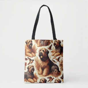 Bolsa Tote Vintage Briard Dog Seamless