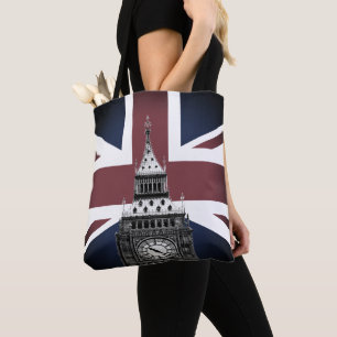Bolsa Tote Vintage British Flag & Big Ben, Londres, Reino Uni