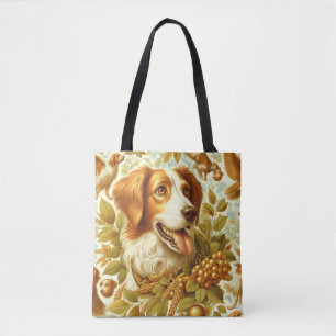 Bolsa Tote Vintage Brittany Dog Painting