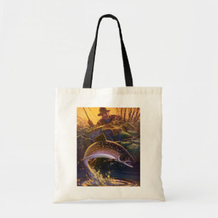 Bolsa Tote Vintage Brook Trout Fish Pescador, Pesca Desportiv