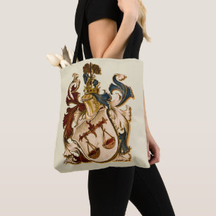 Bolsa Tote Vintage Brown e Dourado Casaco de Armas da Libra
