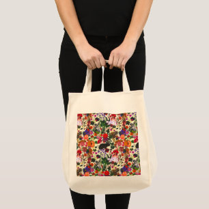 Bolsa Tote Vintage Butterfly Rabbit Garden Floral Watercolor